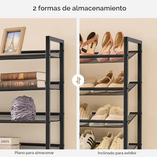 Miniatura 4 de Nunsino Zapatero, organizador de zapatos de metal grande, capacidad máxima para 50 pares, estante de almacenamiento de zapatos de 8 niveles