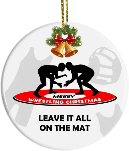 Miniatura 9 de Adorno de Navidad de lucha libre 2025, adornos de luchador niño para árbol de Navidad, decoración colgante de madera con temática deportiva, regalos