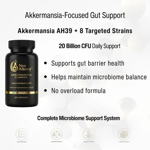 Miniatura 2 de Akkermansia Suplemento probiótico – Fórmula multicepa con prebióticos, cápsulas de liberación retardada VPro® de 5 capas, barrera intestinal