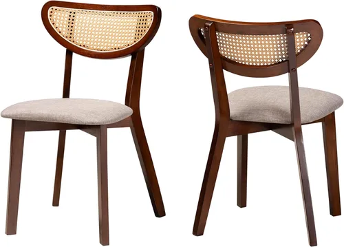 Baxton Studio Dannell Mid-Century - Juego de sillas de comedor de 2 piezas de tela gris y madera con acabado marrón nogal Gris/marrón nogal/marrón