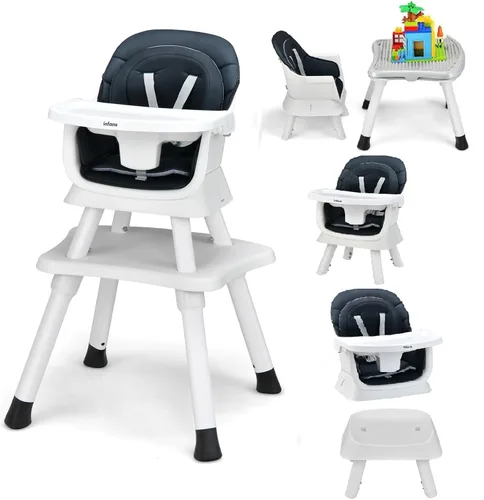 INFANS Silla Alta 8 en 1 para Bebé, Silla Alta Convertible para Bebés y Niños Pequeños, Asiento Elevador de Comedor para Bebés, Mesa de Bloques de