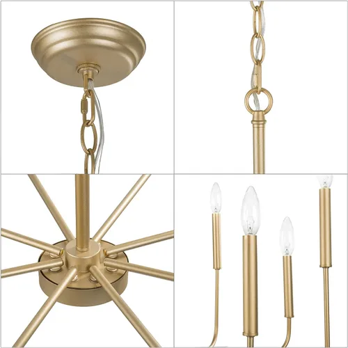 Miniatura 2 de LALUZ Lámpara moderna de araña dorada, 8 luces para comedor, dormitorio, sala de estar, cocina, vestíbulo, entrada