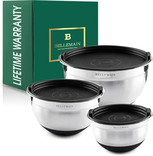 Miniatura 9 de Bellemain Juego de cuencos para mezclar con tapas, cuencos de acero inoxidable con tapas herméticas, recipientes de almacenamiento de alimentos