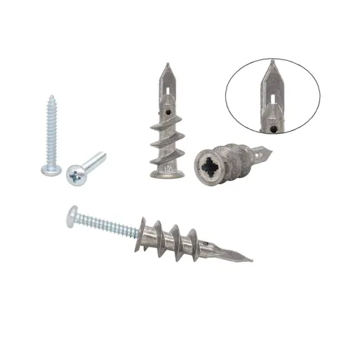 Miniatura 4 de Anclajes autoperforantes de zinc para paneles de yeso con kit de tornillos de acero inoxidable, anclajes de pared de metal resistente y tornillos #8