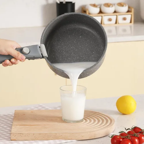 Miniatura 8 de Vkoocy Juego de ollas y sartenes antiadherentes grises con mango extraíble, juego de utensilios de cocina de cerámica con mango desmontable, 5