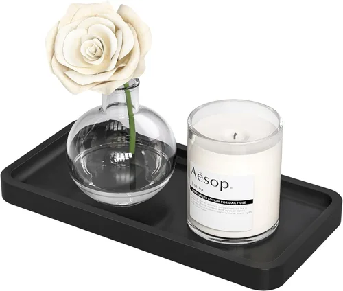 Miniatura 15 de Weenson Bandeja de tocador de baño para encimera, artículos de tocador, decoración de maquillaje, velas de perfume, bandeja de cocina para Blanco