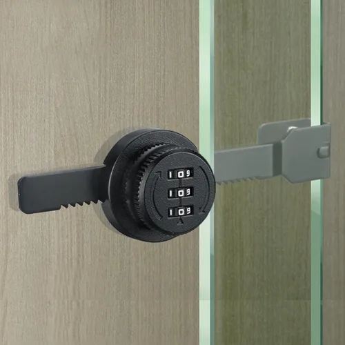 ETEKJOY Cerradura de trinquete sin llave para puerta corredera de cristal vitrina vitrina vitrina gabinete combinación de contraseña digital 3 Negro