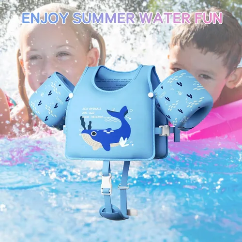 Miniatura 7 de Chaleco de natación para niños pequeños, flotadores para niños de 20 a 66 libras, chaleco de natación para niños pequeños que aprenden a nadar, Azul
