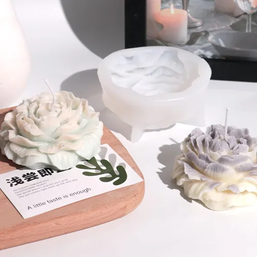 Miniatura 3 de BIBABLYKE Molde de vela de silicona de peonía grande 3D, hecho a mano, creativo, flores, aromaterapia, yeso, resina, suministros para hacer jabón
