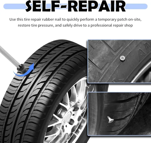 Miniatura 3 de 100PCS Tire Plugs Kit,Professional Tire Repair Rubber Nail Kit with 3 Sizes for Car/SUV/Truck Emergency Repair,Fast Self-Service Screw in Tires