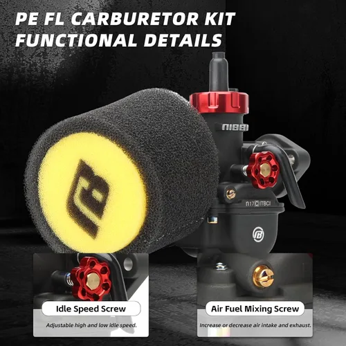 Miniatura 5 de Kit de Carburador NIBBI PE17, Carburador de 17 mm para Motocicleta con Filtro de Aire de Espuma - Compatible con Pitbike de 100 cc, 110 cc, Dirt
