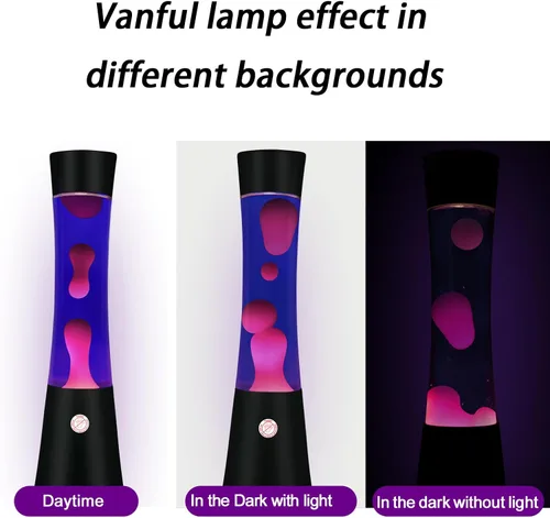 Miniatura 4 de Vanful Lámpara de movimiento de líquido púrpura de 16" con base negra de cera blanca para adultos y niños, gran lámpara de magma como decoración