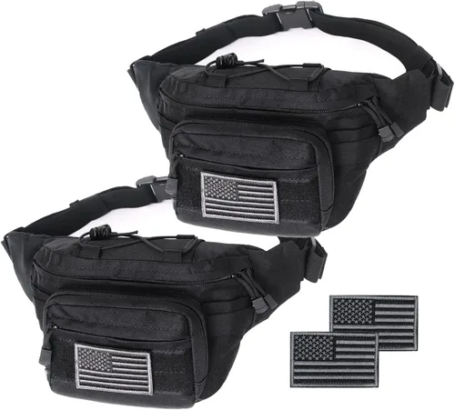 Miniatura 11 de Riñonera táctica, bolsa de cintura militar con cinturón de cadera, bolsas de utilidad para senderismo, escalada, pesca al aire libre con parche de 1