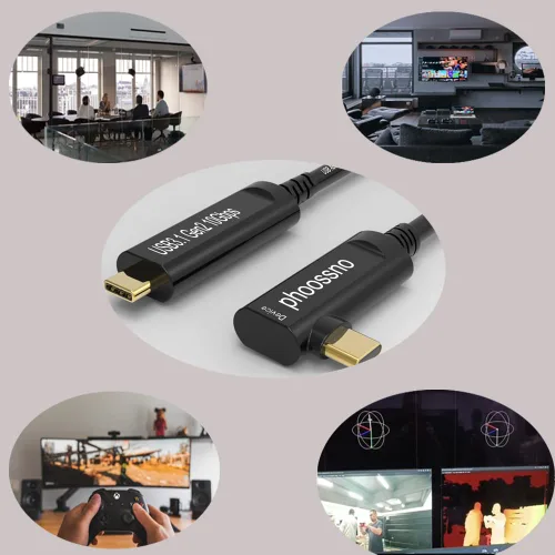 Miniatura 5 de phoossno Cable de fibra óptica USB C a C, cable de ángulo USB 3.1Tipo C de 10 Gbps 33 pies compatible con Microsoft Azure Logitech Camera Aver &