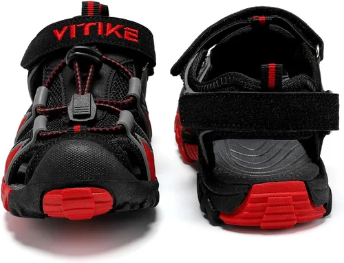 Miniatura 29 de JMFCHI Sandalias deportivas de verano para niños y niñas, sandalias de punta cerrada para exteriores, zapatos atléticos para agua, sandalias