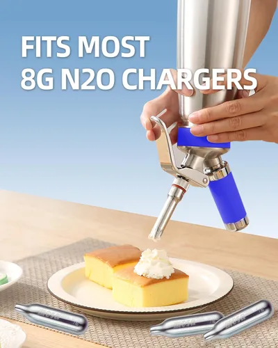 Miniatura 4 de Mosa Dispensador profesional de crema batida de acero inoxidable de 1 cuarto (1 litro), batidora de crema 3 en 1, máquina de preparación fría nitro