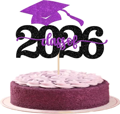 Miniatura 26 de 1 pieza de decoración de pastel de graduación de niña de tacón alto con tapa de graduación con purpurina 2024, selección de pastel de graduación Oro