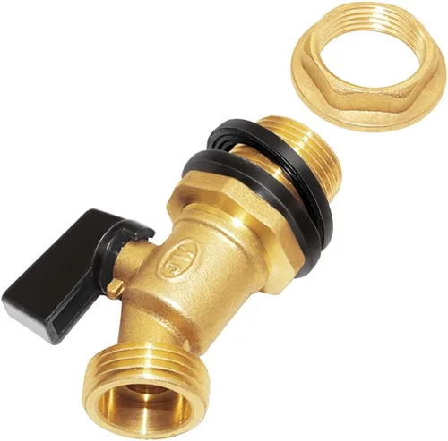 Miniatura 6 de Joywayus - Válvula de cuarto de vuelta de bola de 3/4 pulgadas roscada de latón para contenedor de agua/barril de lluvia con montaje de mamparo