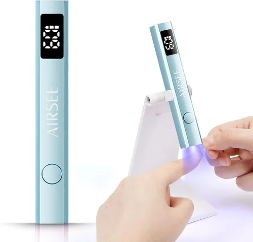 Miniatura 7 de AIRSEE Mini lámpara de uñas inalámbrica, luz UV de mano con pantalla LCD para uñas de gel, secador de uñas USB recargable para secado rápido