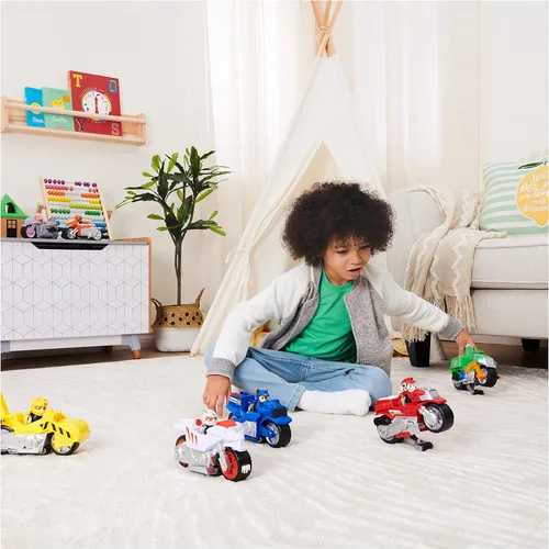 Miniatura 6 de Paw Patrol, Moto Pups Moto Deluxe de Rocky con vehículo de motocicleta de tracción que hace piruetas y figura de juguete