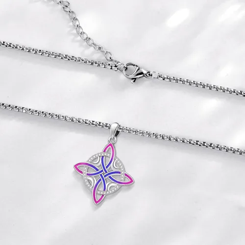 Miniatura 147 de Collar de pentagrama de plata de ley con triple luna, diosa celta, nudo celta, nudo de brujas, Ankh, sol y luna, Hécate, lilith, Santa Muerte