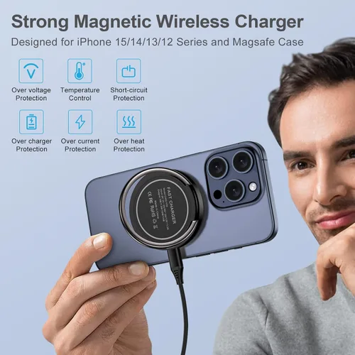Miniatura 5 de Cargador inalámbrico S24 Ultra Wireless Pad de carga rápida para Galaxy S24+/S24/S23+/S22/S21/S20/Z Flip 5, Google Pixel 8Pro/8a/7/6, paquete de 2