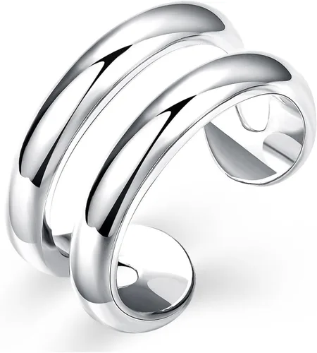 Miniatura 93 de Anillo de plata de ley 925, minimalista, ajustable, hecho a mano, para mujeres y niñas