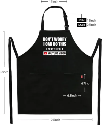 Miniatura 3 de Kaidouma Delantales Divertidos para Hombres y Mujeres Chef - Delantal Unisex Divertido de Cocina, Parrilla, Barbacoa con 2 Bolsillos - Regalos