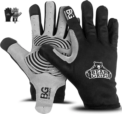 Bear Grips Guantes de levantamiento de pesas para hombres y mujeres | Guantes de levantamiento de medio dedo | Guantes de entrenamiento de dedo dedo