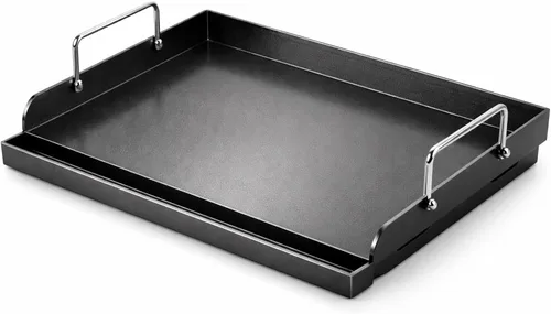 Miniatura 12 de Utheer Plancha antiadherente de nanocerámica de 25 x 16 x 2.6 pulgadas para parrillas de gas y carbón, inserto superior plano de hierro fundido