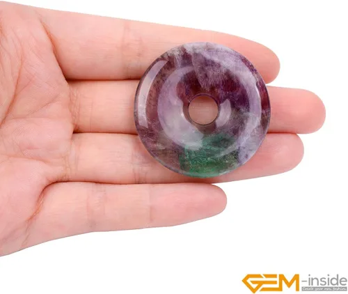 Miniatura 4 de GEM-Inside - Anillos de cuarzo amatista natural de 1.18 pulgadas (1.181 in), piedra de donas, hecha a mano, cuentas redondas de piedra energética
