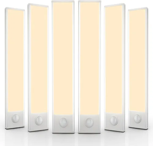 Miniatura 12 de Paquete de 6 luces inalámbricas para debajo del gabinete, 32 luces LED recargables con sensor de movimiento para interiores, luces magnéticas Luz