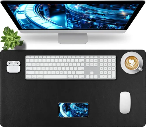 Miniatura 13 de Bloss Almohadilla de escritorio de cuero y reposamuñecas para teclado, alfombrilla grande para mouse + almohadilla para teclado + soporte de muñeca