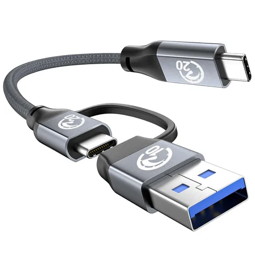 Cable corto USB C de 240 W de 0.6 pies, cable USB C 3.2 Gen 2 de 20 Gbps, cable de monitor USB C de video 4K, cargador tipo C, carga rápida para