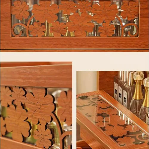 Miniatura 6 de Organizador de maquillaje, organizador de maquillaje de madera retro con espejo y 2 cajones, soporte grande para brochas de cuidado de la piel
