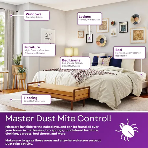 Miniatura 8 de Hygea Natural Spray de viaje para matar ácaros del polvo, ayuda a eliminar ácaros del polvo, ácaros de alfombras, ácaros de roedores, pájaros