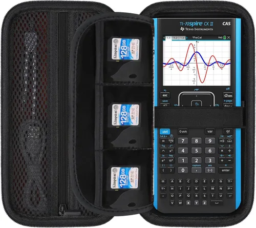 Miniatura 12 de Elonbo Funda de transporte para calculadora gráfica de color Texas Instruments TI-Nspire CX II CAS/CX II/CX/CX CAS, bolsillo con cremallera Negro