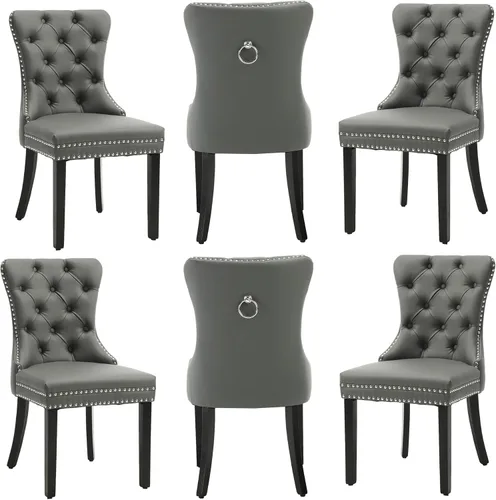 Miniatura 21 de Sillas de Comedor de Terciopelo Juego de 4, Colección Nikki Sillas de Comedor con Patas de Acero Inoxidable Plateado y Anilla, Silla Lateral de Lujo