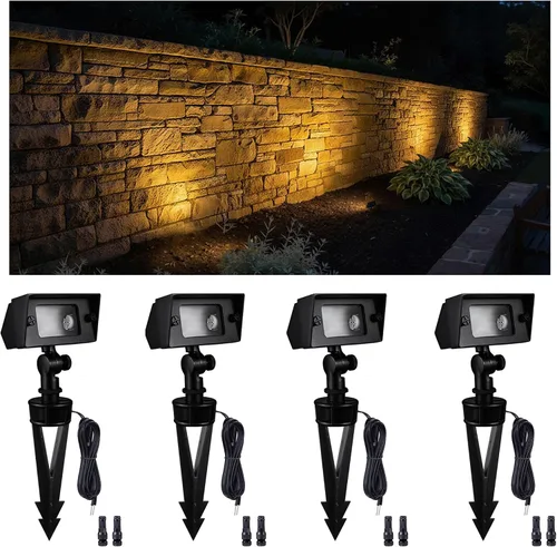 Miniatura 37 de Gardenreet Luz de Inundación de Bajo Voltaje para Exteriores - Luz LED de Lavado de Pared de Latón Sólido 12V, Paisajística de Cableado Fijo