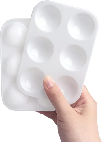 Tamaki - 8 paletas de bandeja de pintura de plástico blanco, bandeja de pintura para acuarela, ideal para fiestas de pintura, manualidades DIY y 8