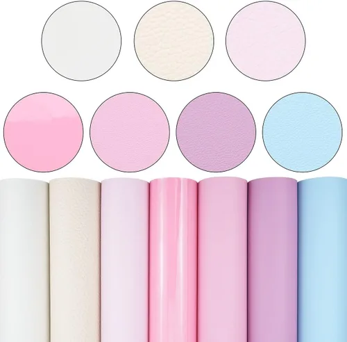 Miniatura 31 de Litchi Paquete de 6 hojas de cuero sintético de 8 x 12 pulgadas para aretes de lazo, tela de vinilo fácil de cortar para Cricut, cuero sintético