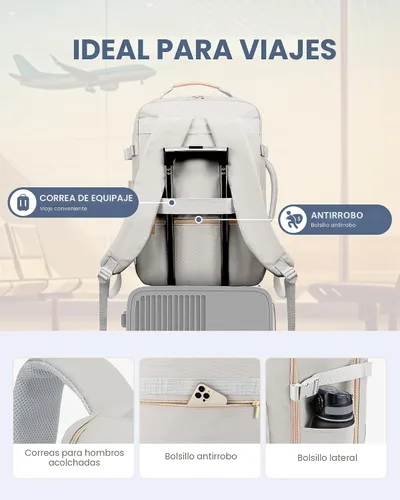 Miniatura 8 de LOVEVOOK Mochila de viaje de 40L aprobada para vuelo, 3 cubos de embalaje, bolsa de viaje impermeable para artículos personales, equipaje de mano