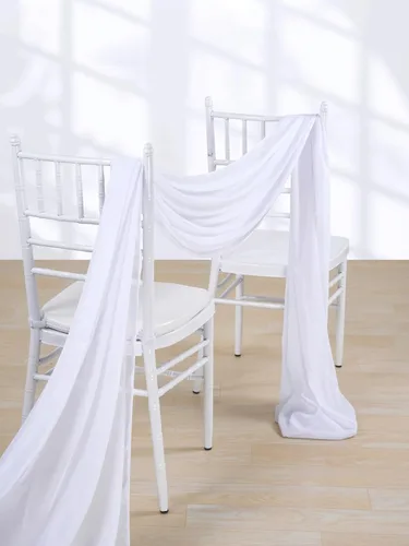 Miniatura 6 de Tela drapeada para arco de boda, 6 paneles de tela de gasa blanca, cortinas de telón de fondo transparente de 6 yardas para decoración de baby Blanco