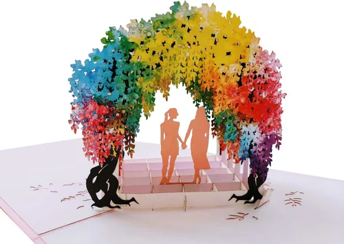 Miniatura 13 de iGifts And Cards Tarjeta emergente de corazón lesbiana 3D – Escultura de amor es amor para el mes del orgullo, salir y día de San Valentín – Regalo