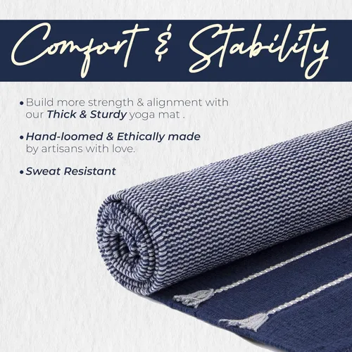 Miniatura 4 de Y O Gayo Tapete de Yoga Orgánico Hecho a Mano fabricado con 100% Algodón Orgánico Tapete de Yoga - Alfombra de Yoga Natural para Ejercicio