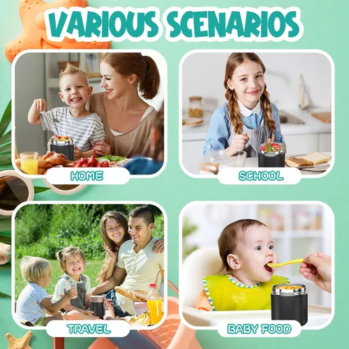 Miniatura 5 de Termo para comida caliente para niños – 15.2 onzas, tarro de comida aislado a prueba de fugas, termo de sopa, recipientes de almuerzo aislados