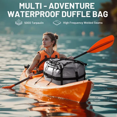 Miniatura 8 de MIER Bolsa de Lona Grande Impermeable con Parte Superior Enrollable, Mochila Seca, Bolsas de Lona para Kayak, Rafting, Navegación, Natación, Gris