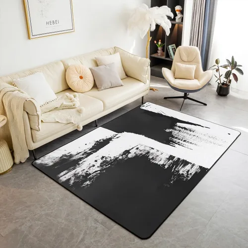 Miniatura 14 de jejeloiu Alfombra de decoración de mármol negro y dorado, alfombra para sala de estar, dormitorio, para niños, niñas, adolescentes, decoración