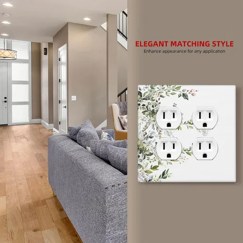 Miniatura 924 de Placa Decorativa de Pared de Granja Rústica con Cuerno de Madera para Puerta de Granero 1 Banda Duplex Cubiertas de Toma Eléctrica Soltera