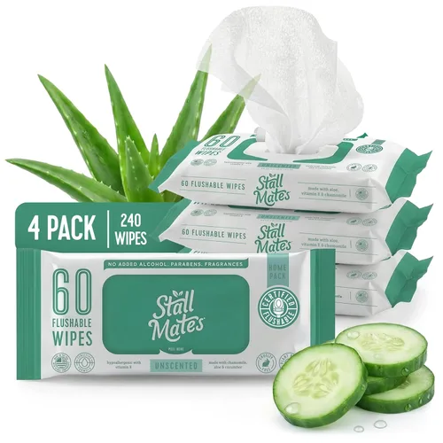 Stall Mates Toallitas: toallitas desechables, paquete de 60 toallitas para el hogar, hipoalergénicas, sin perfume con vitamina E y aloe, (paquete de